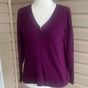 Talbots Purple V-Neck Sweater L Petite